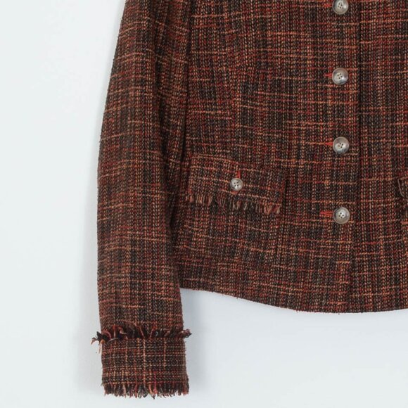 Sundance Fringe Tweed Wool Blend Orange Blazer Jacket Womens Size 6 - Picture 3 of 6